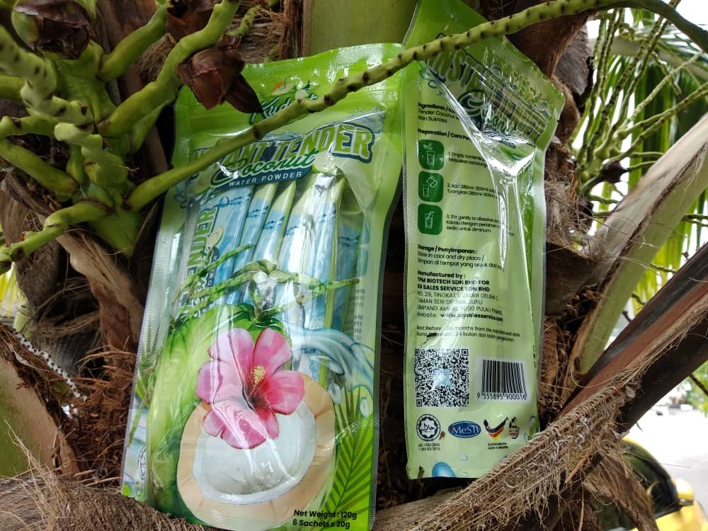 Coconut drink in sachet packaging